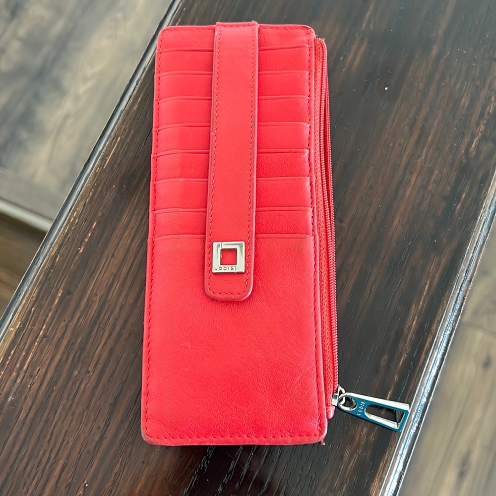 Red Lodis 8 credit card slim Wallet with back ID slot